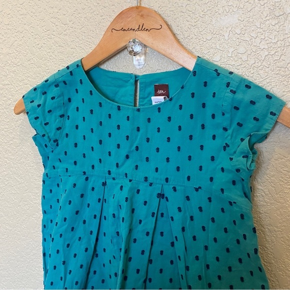 Tea collection teal and blue polka dot dress cap sleeve size 7 - Picture 2 of 4